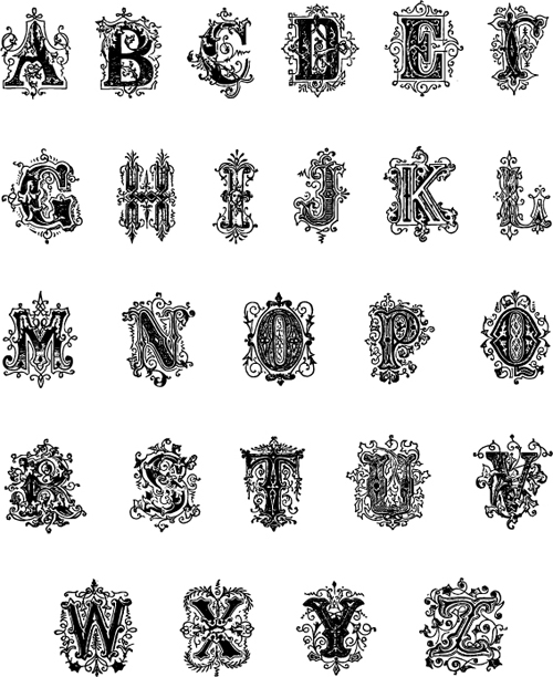 500x612 Gothic Alphabets Vector Material Free Download
