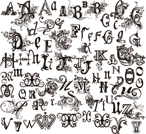 500x458 Gothic Alphabets Vector Material Free Download