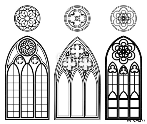 500x423 Gothic Windows Of Cathedrals Stock Image And Royalty Free Vector