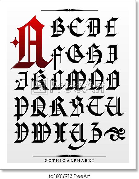450x580 Free Art Print Of Vector Gothic Font Alphabet Type Freeart
