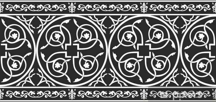 700x331 Seamless Gothic Floral Vector Border With Fleur De Lis Sticker
