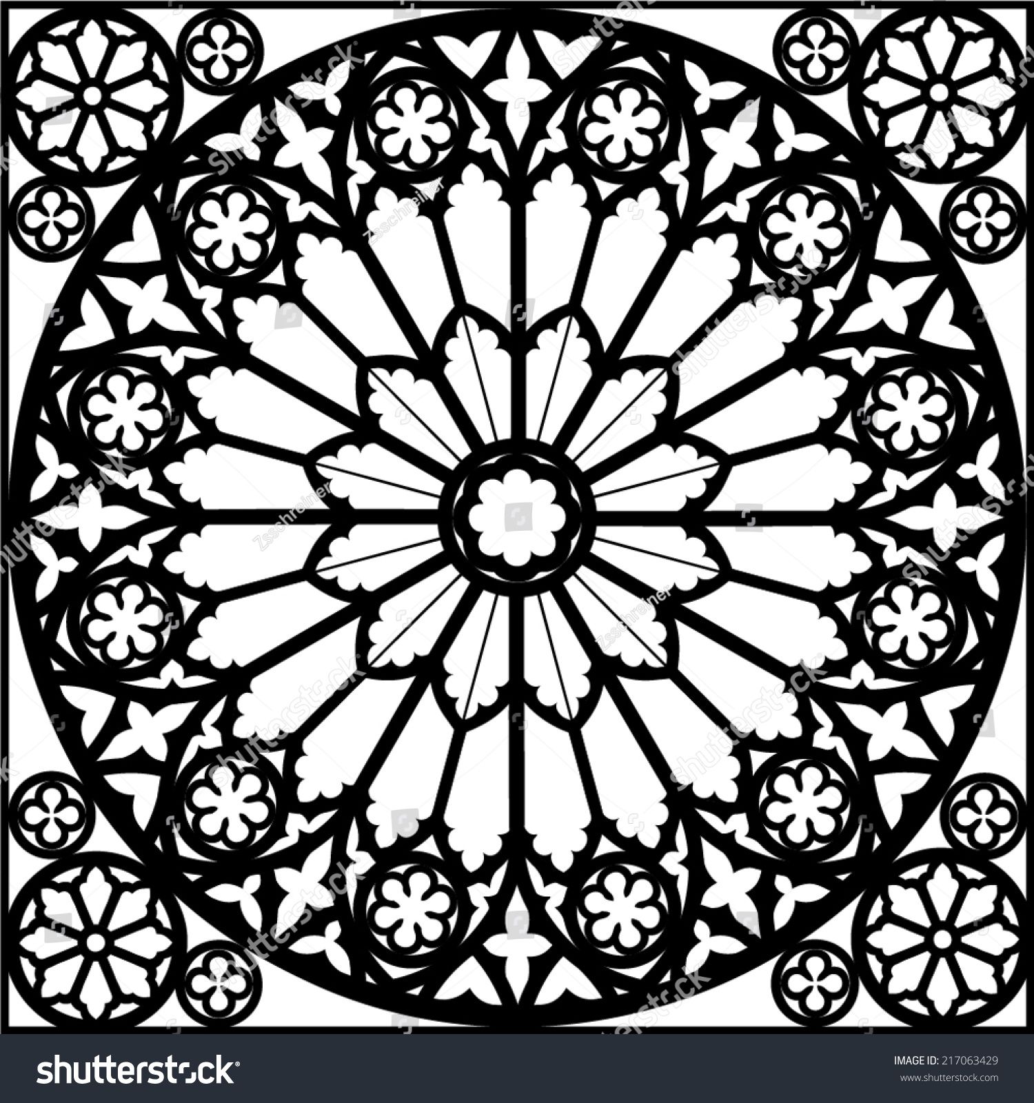 1500x1600 Silhouette Rose Window Gothic Vector Illustration Rose Window