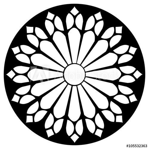 500x500 Gothic Rosette Window Pattern, Vector Illustration