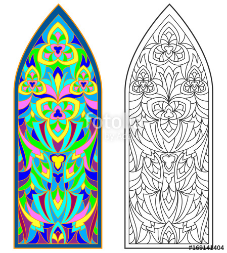 449x500 Colorful And Black And White Pattern Of Gothic Stained Glass