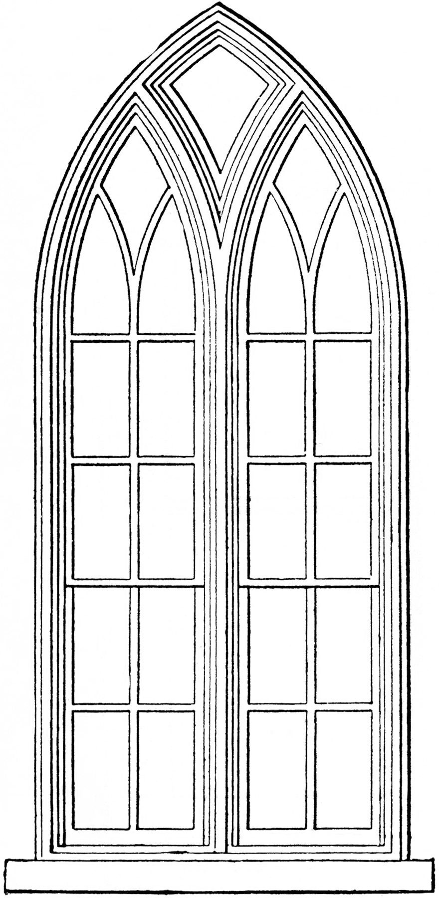 880x1800 Download Gothic Window Frame Png Image Clipart Png Free
