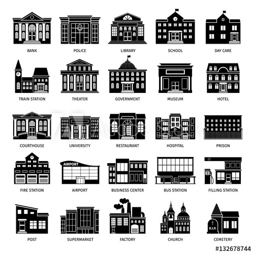 500x500 Government Building Black Icons City Hospital And Restaurant