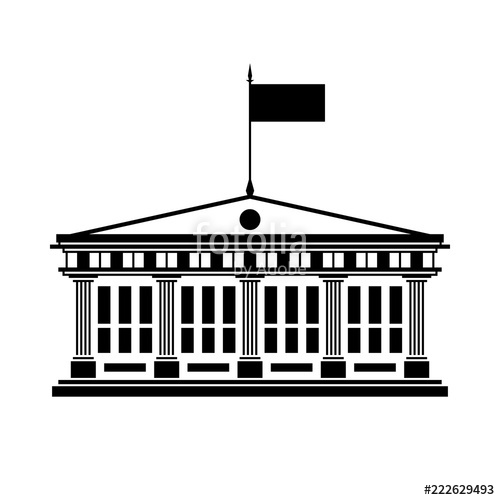 500x500 School House With A Flag On The Roof Isolated On White, Bank