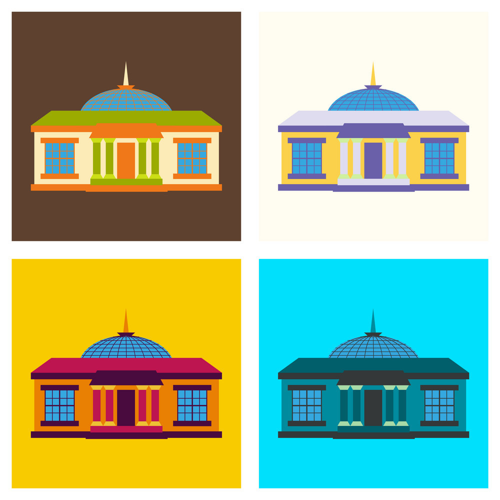 1000x1000 Set Of Silhouette Of The Government Building On Vector