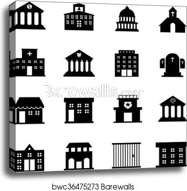 382x390 Government And Public Building Vector Icons, Canvas Print