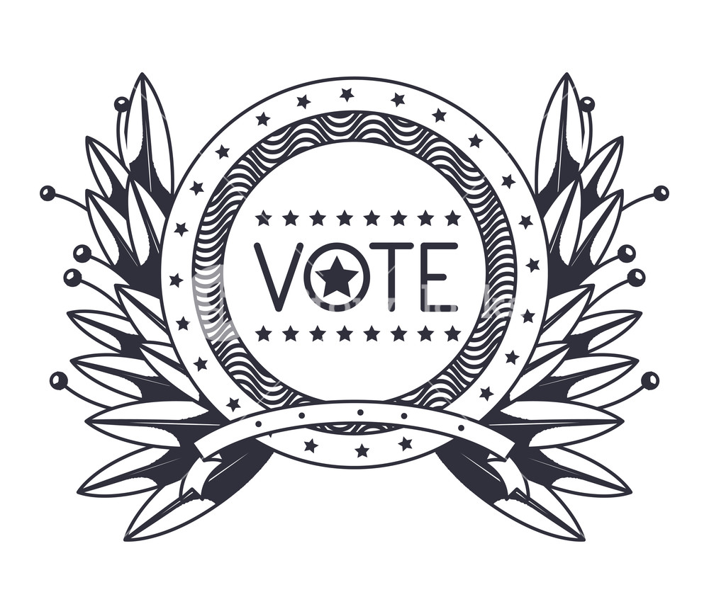 1000x867 Vote Seal Stamp With Wreath Icon Election Government Presidential