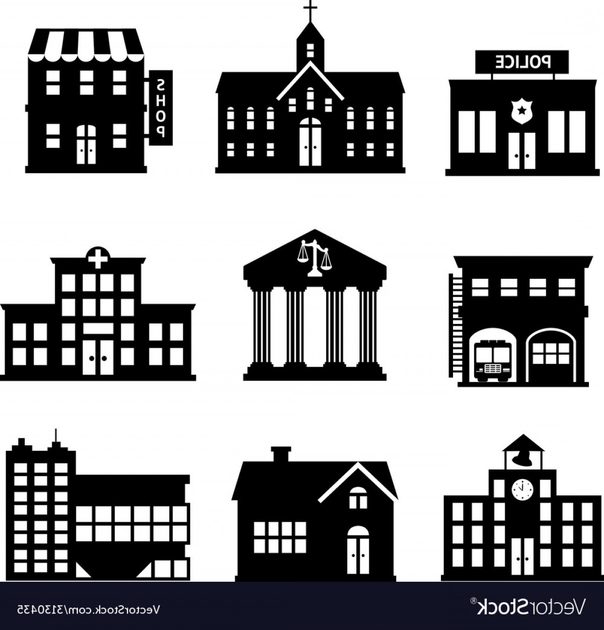 1200x1252 Black And White Vector Buildings Savoyuptown