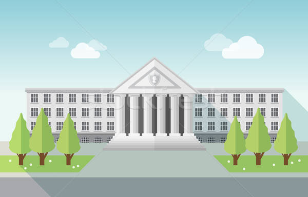 600x384 Front View Of University Or Government Building In Flat Style