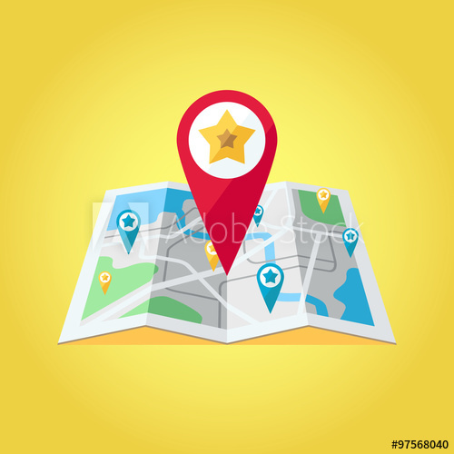 500x500 Gps Map Pointers On The Map Vector Illustration Big Red Gps