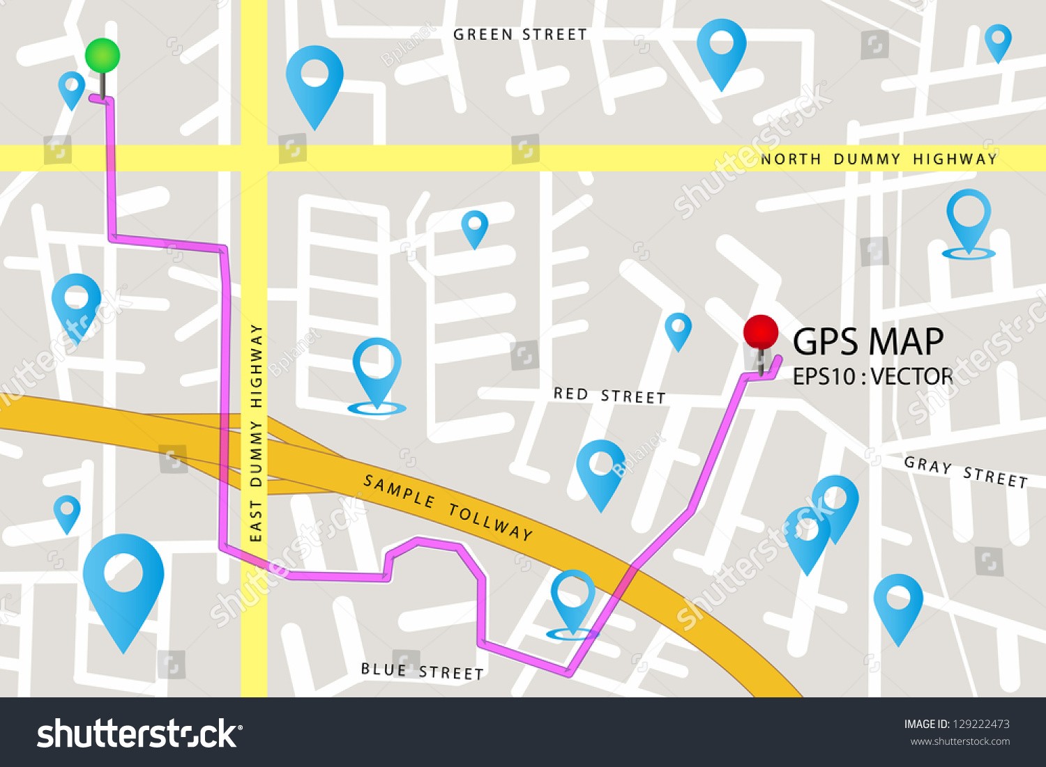 1500x1101 Gps Map U Urban With Pins Vector Free Download Gado Gado