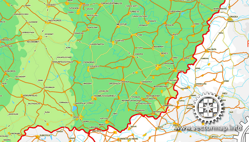 800x459 Hungary, Printable Vector Relief Counrty Map Adobe Illustrator