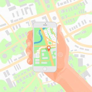 300x300 Stock Illustration Man Holding Smartphone Hand Mobile Gps