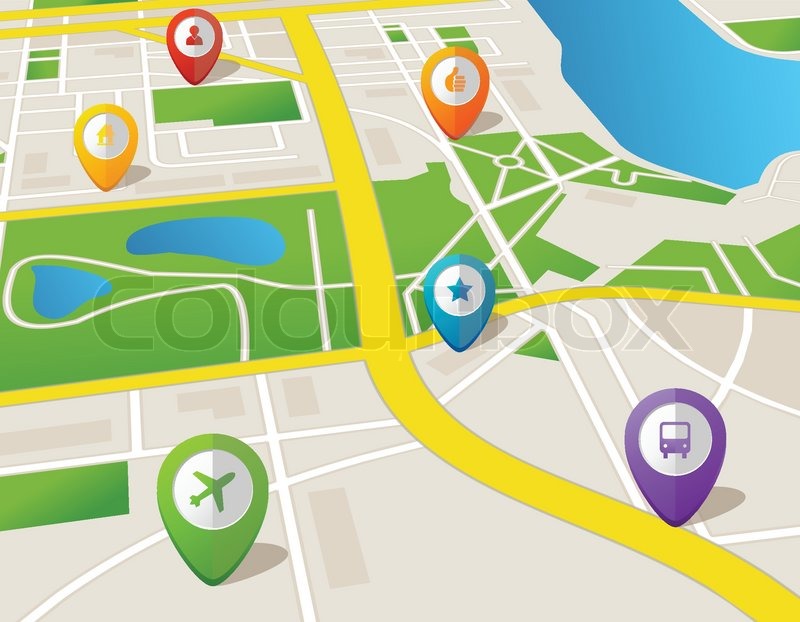 800x622 Vector City Map With Gps Icons Stock Vector Colourbox
