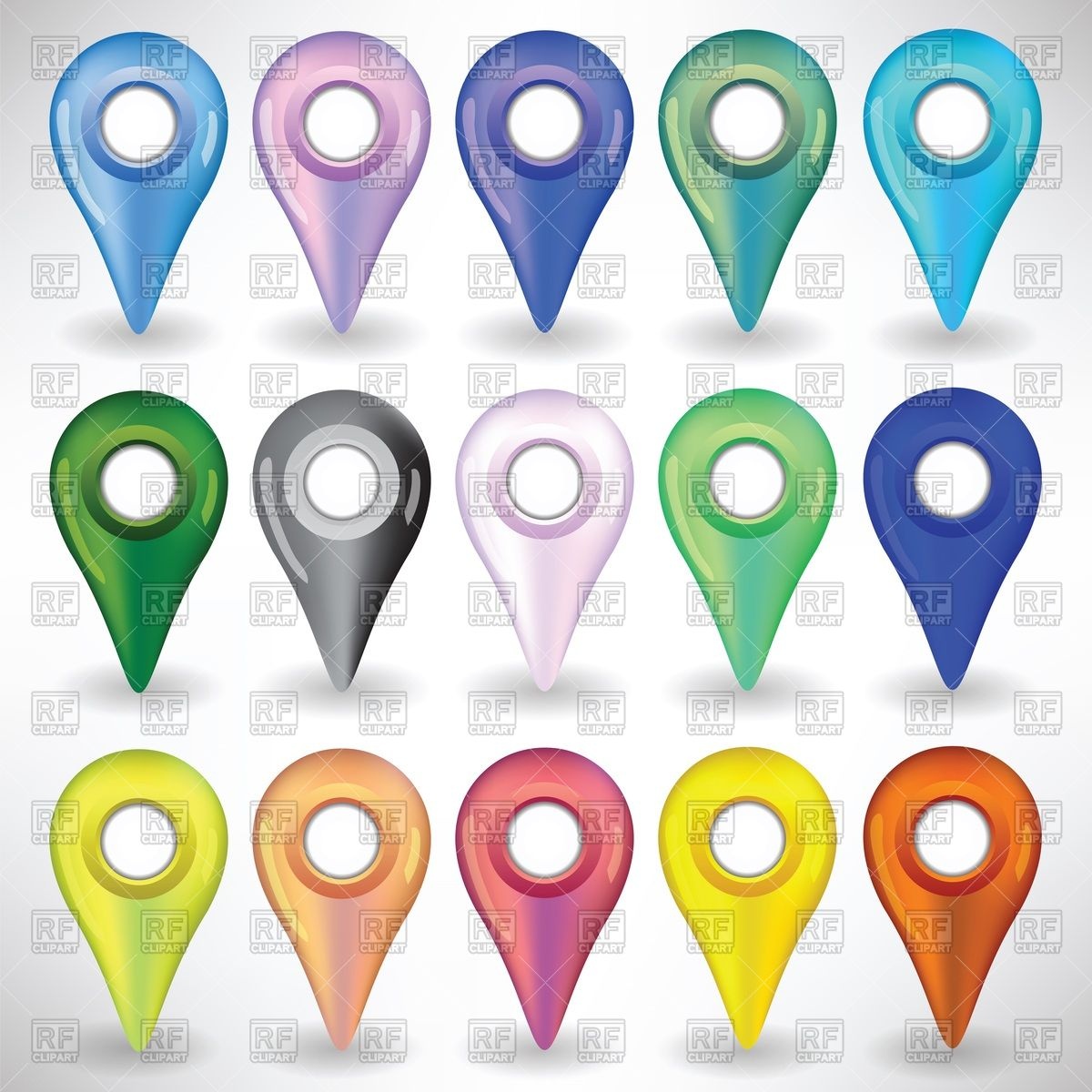 1200x1200 Colorful Gps Map Pins Vector Image Of Objects