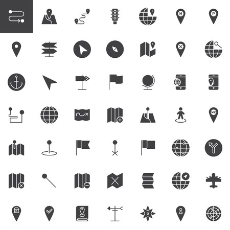 450x450 Map Pointer, Gps Marker Vector Icons Set, Modern Solid Symbol