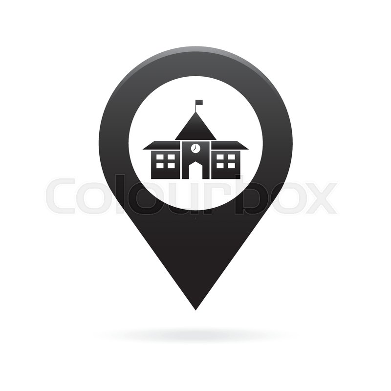 800x800 School Map Pointer Icon Marker Gps Stock Vector Colourbox