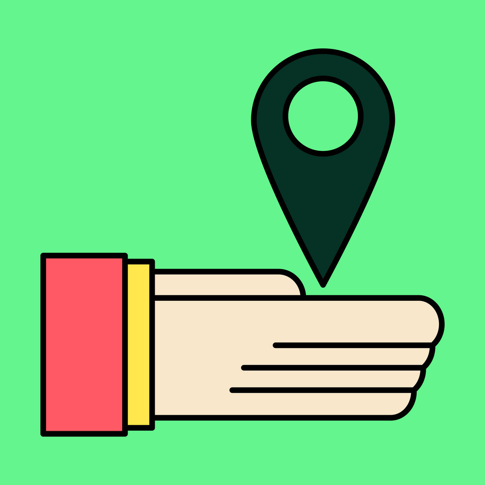 1000x1000 Geolocation Bar Sign Hand Holds City Map Gps Vector