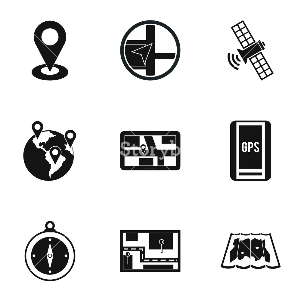 1000x1000 Gps Icons Set Simple Illustration Of Gps Vector Icons For Web