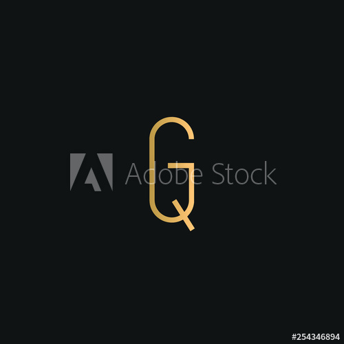 500x500 Gq Or Qg Logo Vector Initial Letter Logo, Golden Text On Black
