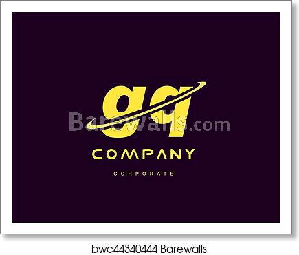 435x370 Gq Small Alphabet Yellow Letter Logo Vector Icon Design, Art Print