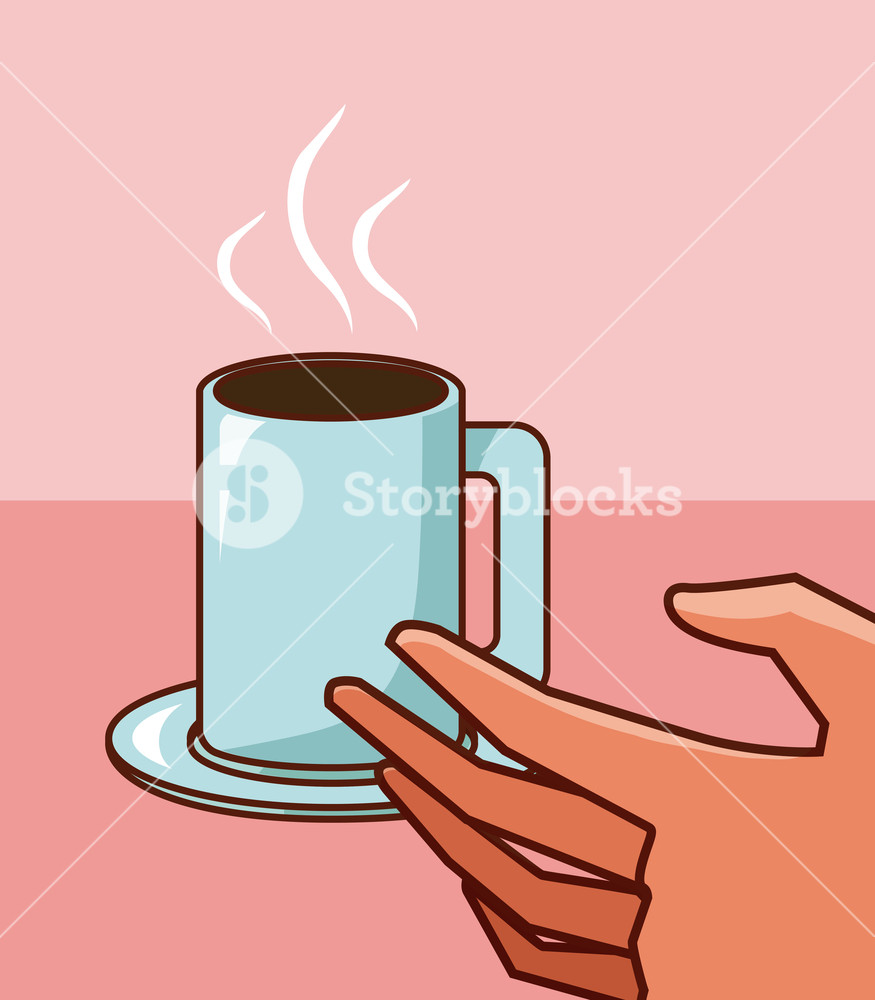 875x1000 Hand Grabbing Coffee Cup Vector Illustration Graphic Design