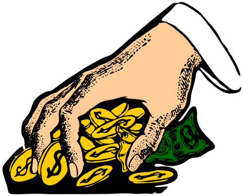 500x404 Hand Grabbing Money Vector Illustration