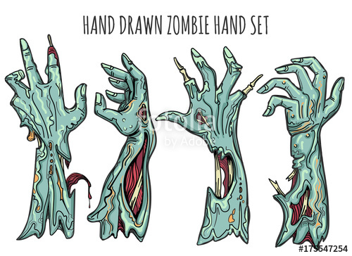 500x364 Zombie Hand Set Isolated On White Background Grab Reaching