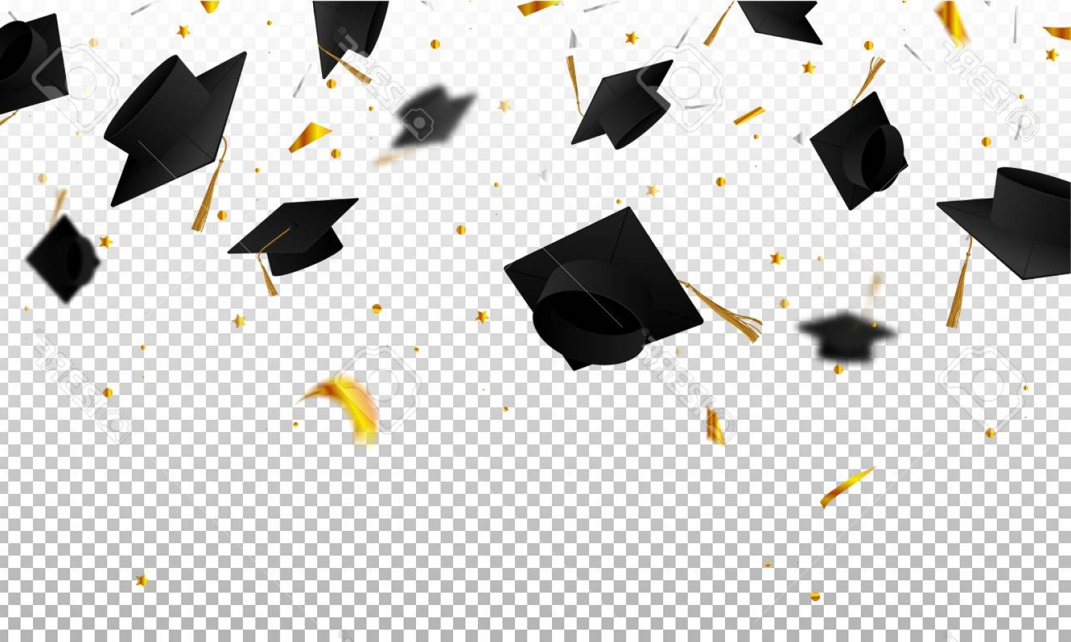 1560x936 Photostock Vector Graduate Caps And Confetti On A Transparent