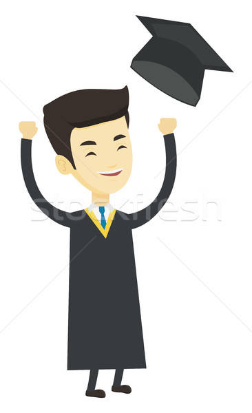Graduate Throwing Up Graduation Hat Vector Illustration Andrei 366x600 Graduate Throwing Up Graduation Hat Vector Illustration Andrei