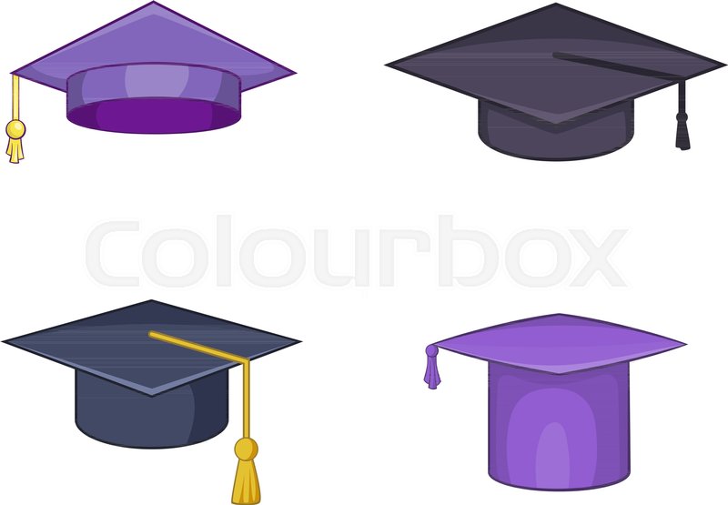 Graduation Hat Icon Set Cartoon Set Stock Vector Colourbox 800x555 Graduation Hat Icon Set Cartoon Set Stock Vector Colourbox