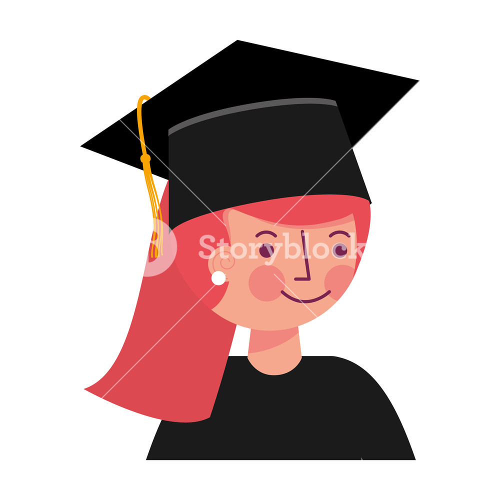 Graduate Girl Portrait In Graduation Hat Vector Illustration 1000x1000 Graduate Girl Portrait In Graduation Hat Vector Illustration