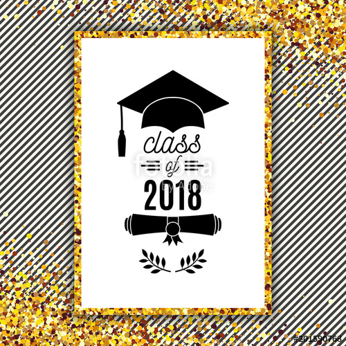 500x500 Graduation Class Of Greeting Card With Hat, Laurel