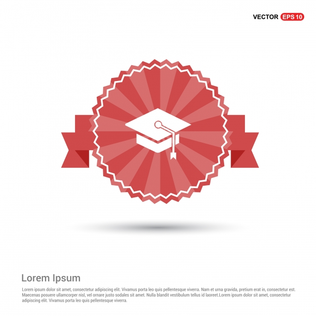 640x640 Graduation Cap Icon Red Ribbon Banner, Achievement, Background