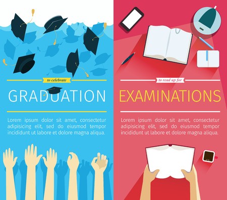 450x396 Set Of Two Vector Education Banners Preparing For Examinations