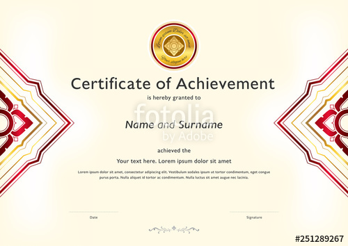 500x354 Luxury Certificate Template With Elegant Border Frame, Diploma