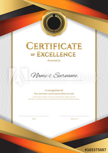 354x500 Portrait Luxury Certificate Template With Elegant Golden Border