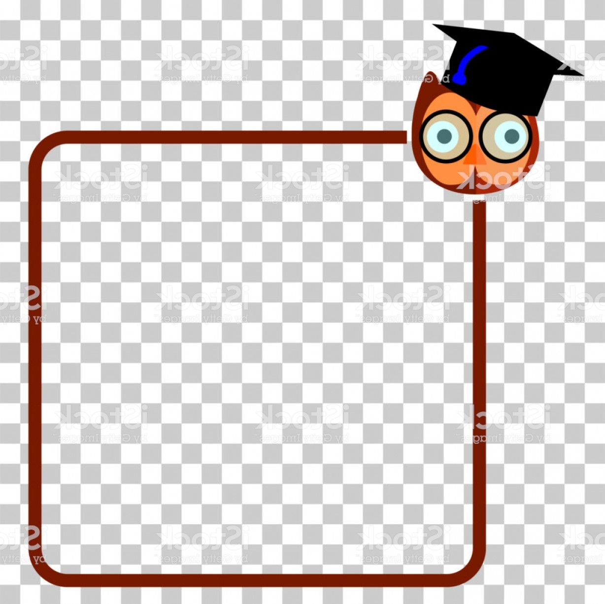 1228x1226 Simple Border Line With Owl Face Using Graduation Cap