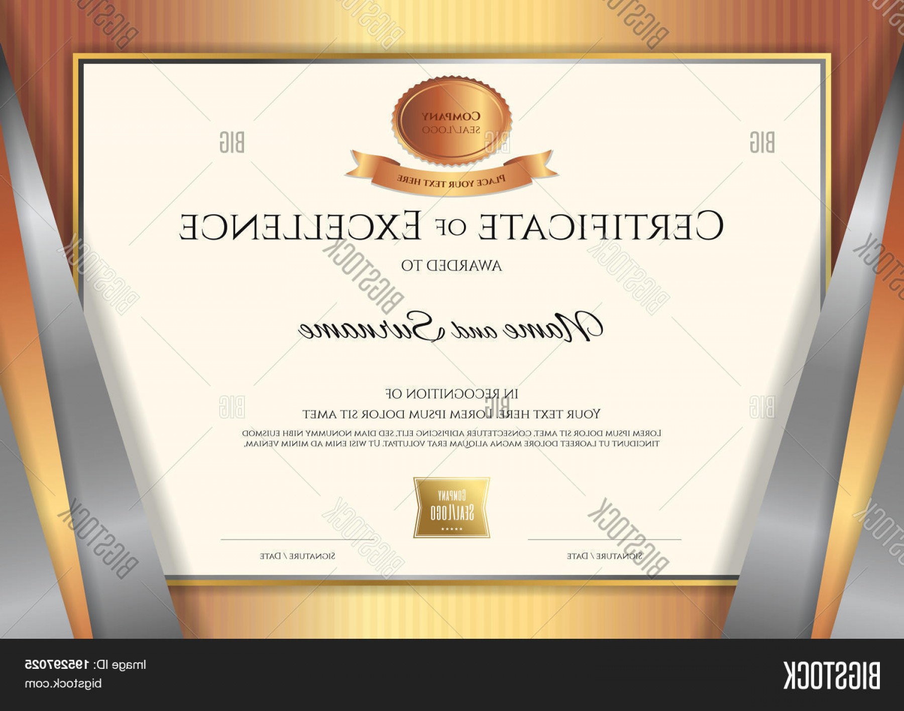 1800x1417 Stock Vector Luxury Certificate Template With Elegant Golden