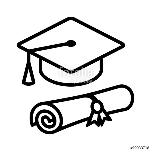 500x500 Graduation Cap Hat With Diploma Line Art Icon For Apps