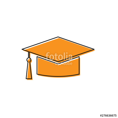 500x500 Orange Graduation Cap Icon Isolated On White Background