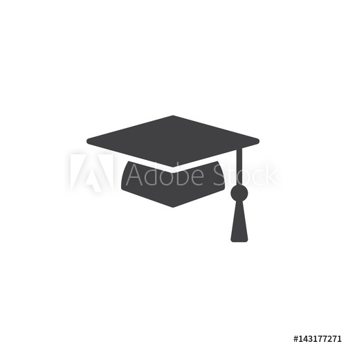 500x500 Square Academic Cap, Graduation Hat Icon Vector, Filled Flat Sign