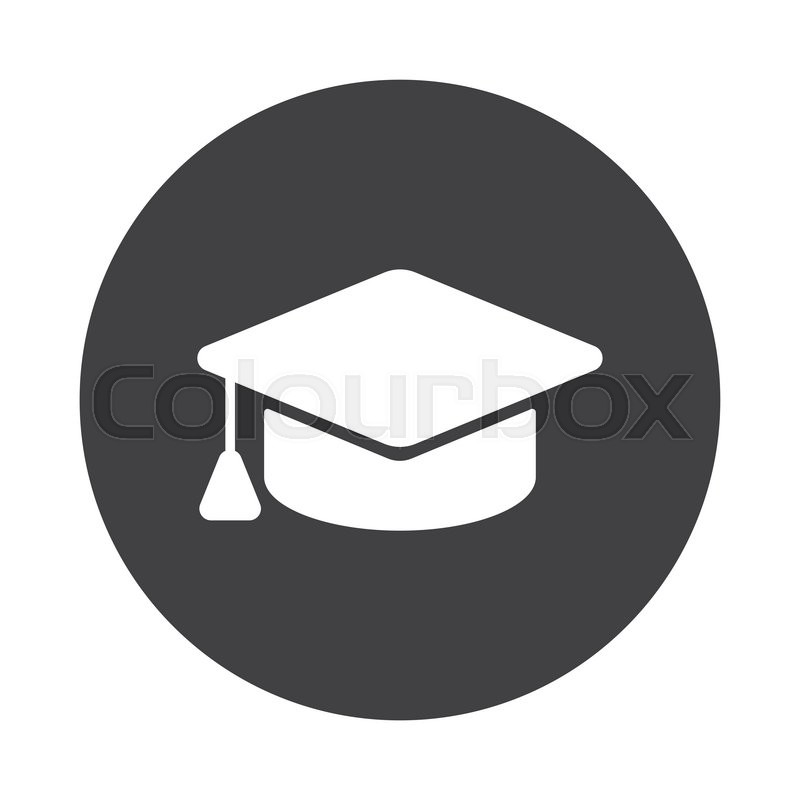 800x800 White Graduation Cap Icon On Black Stock Vector Colourbox