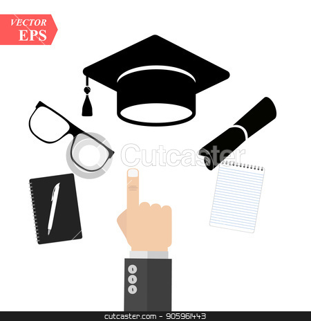 450x464 Graduation Cap And Diploma Black Web Icon Vector Illustration