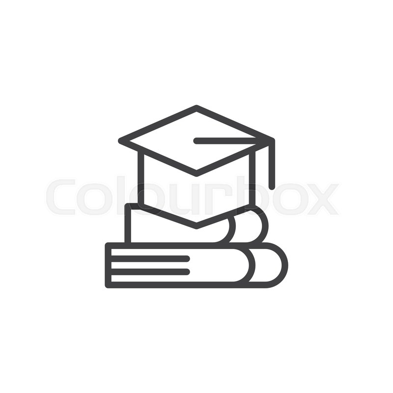 800x800 Graduation Cap And Book Outline Icon Stock Vector Colourbox