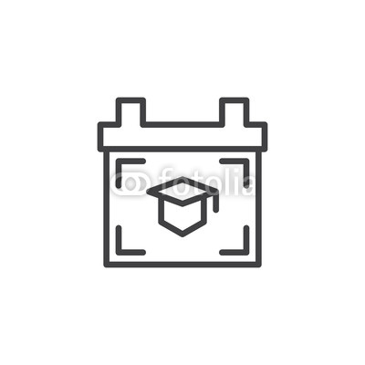 400x400 Calendar With Graduation Hat Outline Icon Linear Style Sign