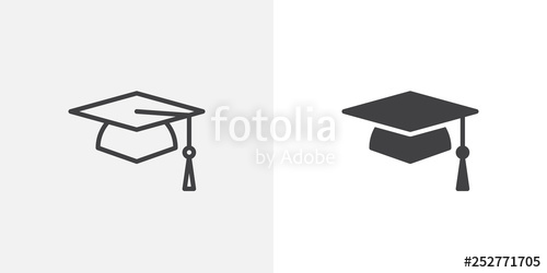 500x250 Graduation Cap Icon Line And Glyph Version, Student Hat Outline